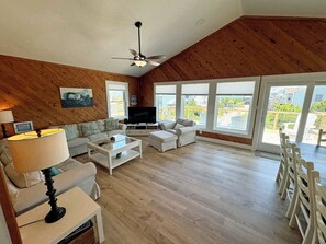 Smart TV, DVD player, books, video library