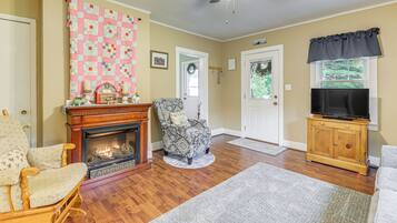 TV, fireplace, DVD player, video library