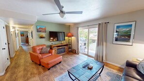 TV, fireplace, DVD player