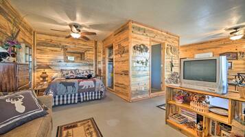 TV, DVD player, books
