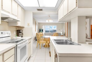 Fridge, microwave, coffee/tea maker, toaster