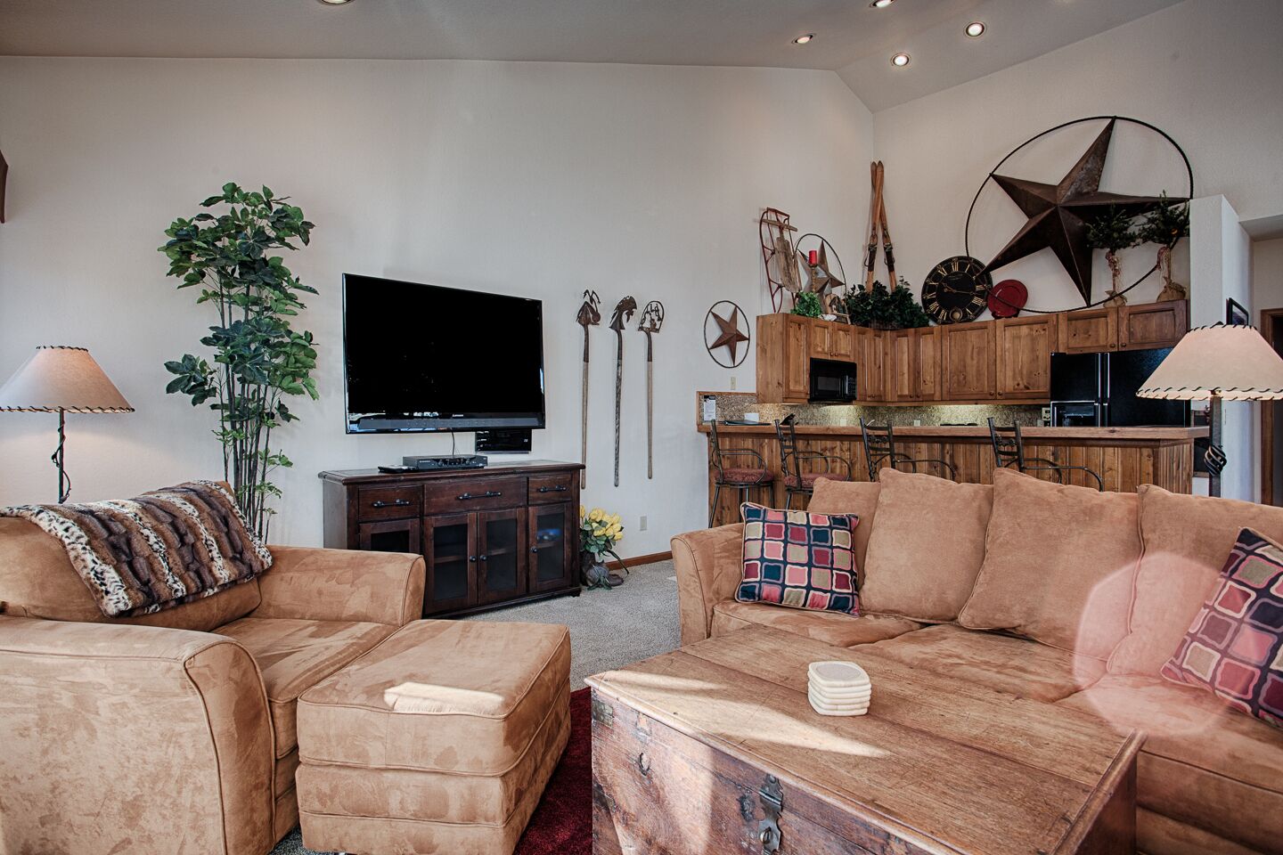 TV, fireplace