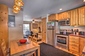 Fridge, microwave, stovetop, dishwasher - Blue River Condo w/ Views - 5 Mi to Breckenridge! (Blue River)