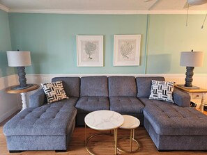 Una televisión, un reproductor de DVD, libros, una videoteca