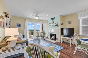TV, fireplace - Oceanfront just Steps to the Beach - Short Drive to Dining/shops CC II 101 (Surfside Beach)