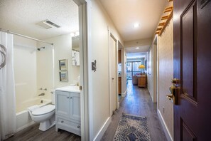 Regadera, secadora de cabello, toallas, jabón 