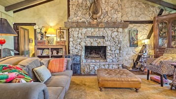 Fernseher, Kamin, Bücher