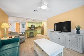 TV, DVD player, books