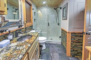 Free toiletries, hair dryer, heated floors, towels