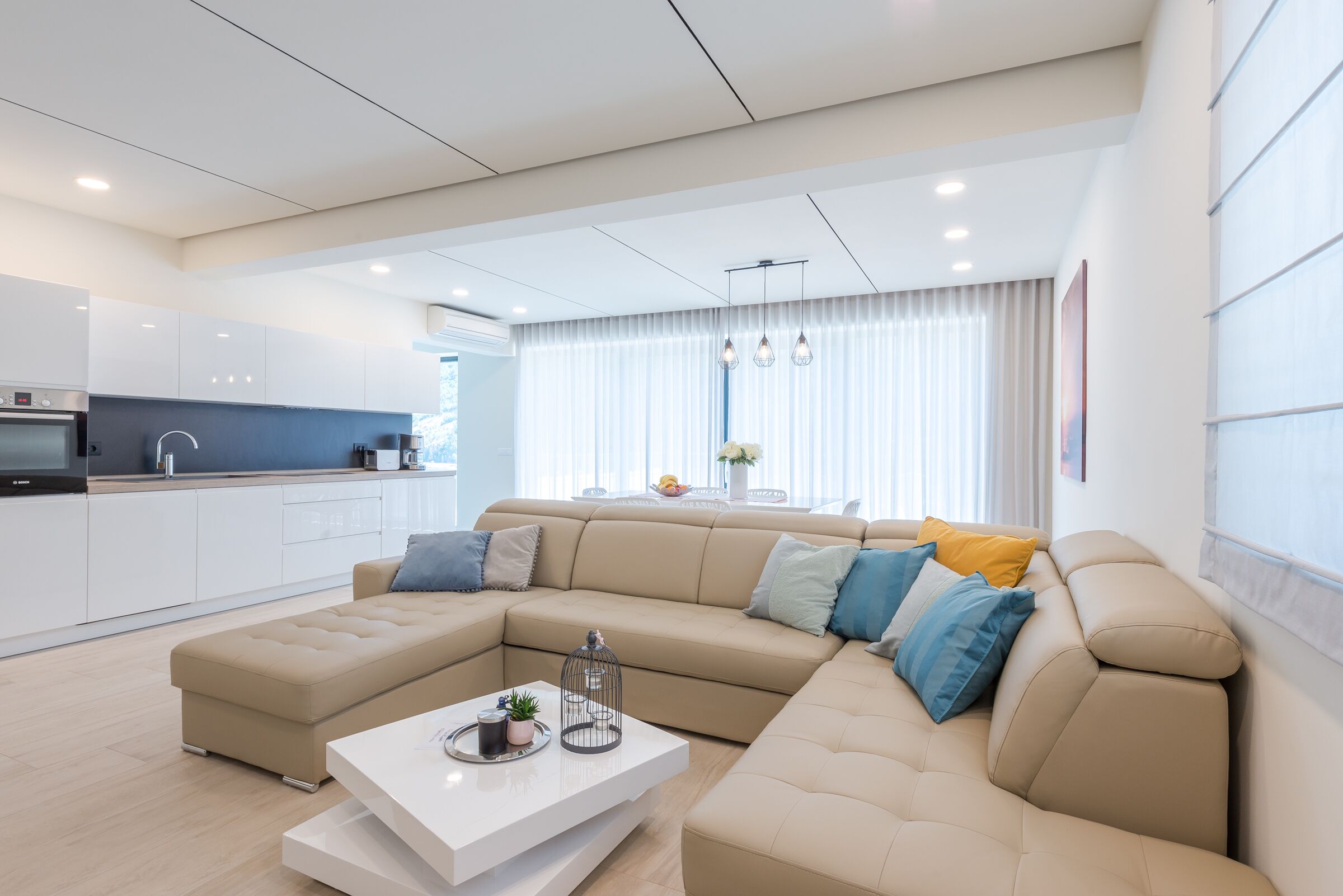 TV connectée, cheminée, lecteur de DVD