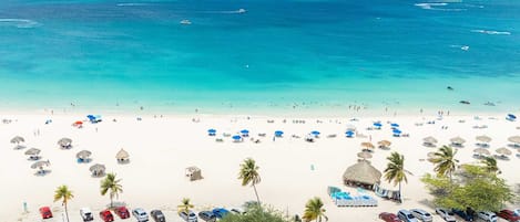 On the beach, beach towels