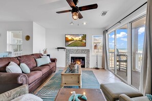 TV, fireplace, DVD player, stereo - Oceanfront 2 Bedroom - Short Drive to Dining/shops  CCII105 (Surfside Beach)