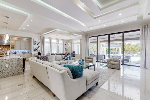 Flat-screen TV, video games