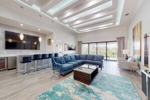 Flat-screen TV, video games