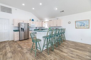 Fridge, microwave, oven, stovetop - K1330 Boss's Playhouse.  Private Pool, Hot Tub, Pet-Friendly, Keyless! (Kill Devil Hills)