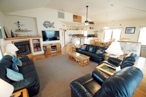 TV, DVD player, ping pong, books