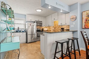 Fridge, microwave, oven, stovetop - Enjoy Ocean Views and the Sound of Waves at Balcony Beach at Sea Oats (Kill Devil Hills)