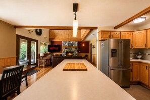 Large kitchen island with stools