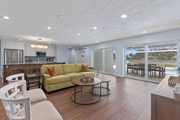 Beautiful Living Room with TV and Entrance to Lanai