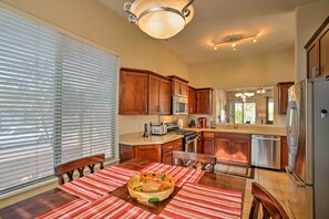 Fridge, microwave, stovetop, dishwasher
