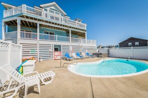 Pool - The Life of Riley - NH MP 10.5, Ocean View, 265 Yds to Beach, Pool, Hot Tub, Pool Table, Flex Stays (Nags Head)