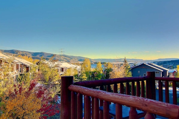 Enjoy a beverage on one of the decks and take in the great views down valley - Spacious w/ 2enSuites, Steps2Bus, Garage, & Games! (Steamboat Springs)