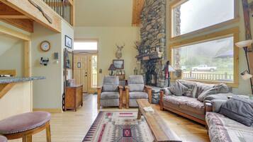 TV, fireplace, video games, DVD player