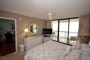 2 bedrooms, iron/ironing board, WiFi, bed sheets - Stylish, spacious 2 bedroom oceanfront condo with owner provided  WiFi, 3 flat screen televisions (all with HBO and Disney channels and blue ray players) , floral decor, and a deluxe balcony with a spectacular ocean view located uptown just steps to (Ocean City)
