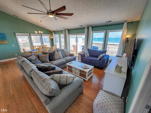 DVD player, books - Captain’s Quarters: Views, Vibes & Comfort (Surf City)