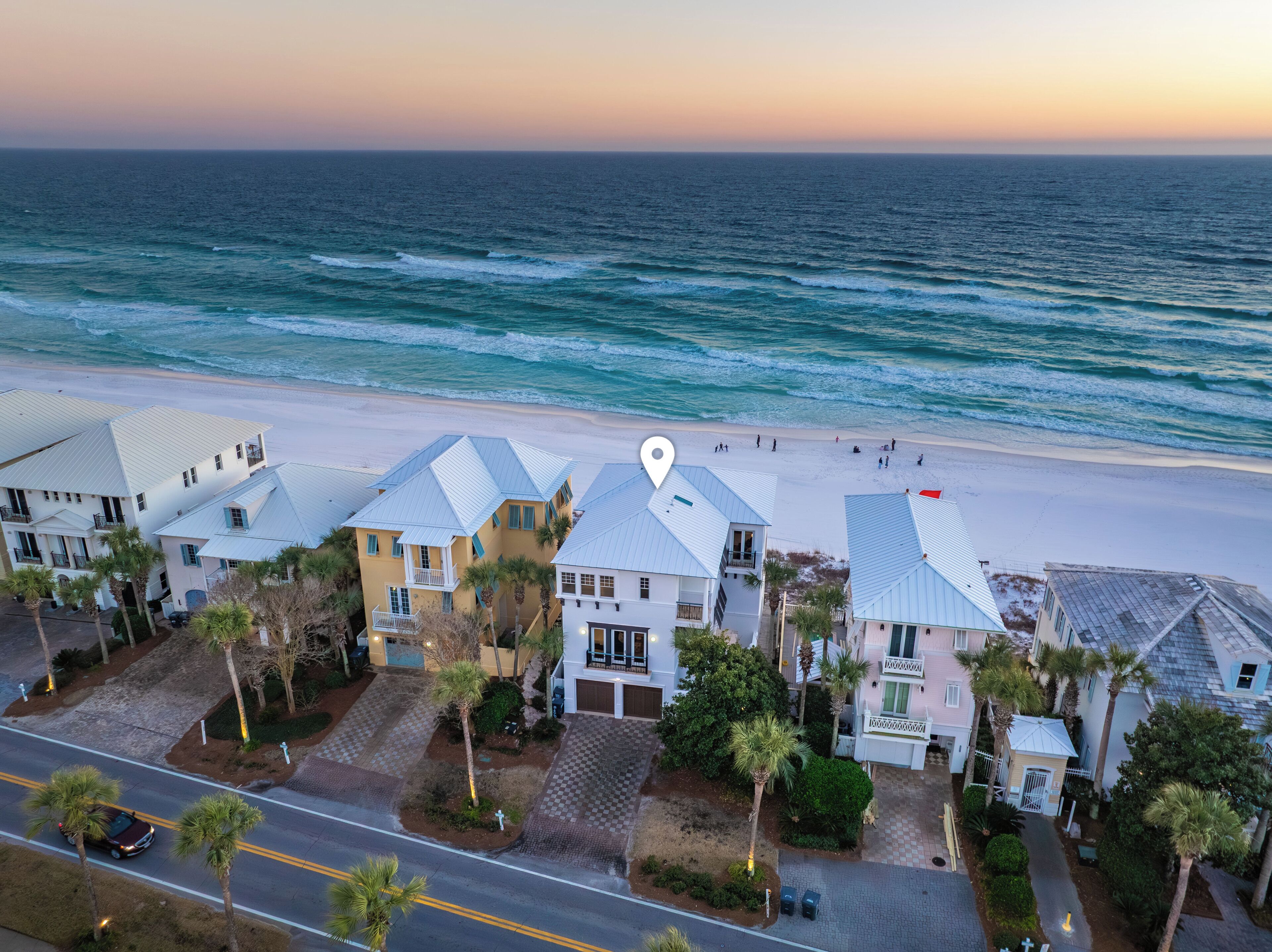 On the beach, sun-loungers, beach umbrellas, beach towels