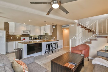 open floor plan dining/living room, flat screen TV