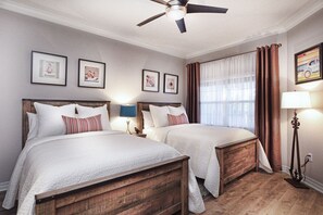 3 bedrooms, pillow-top beds, iron/ironing board, travel cot