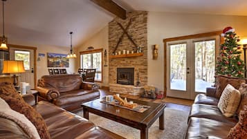 TV, fireplace, DVD player, foosball