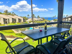 Outdoor dining - Hale Kamaole 341  Third floor condo, easy access to best beach on Maui! (Kihei)