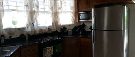 Frigorífico, microondas, horno y placa de cocina