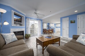 TV, fireplace, DVD player - Tastefully decorated 2 bedroom ocean block condo with outdoor pool. Convenient to the beach, shops and restaurants. (Ocean City)