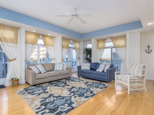 Unique 5BR, 4.5 bath single floor condominium with great ocean views.