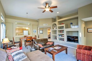TV, DVD player, music library, video library
