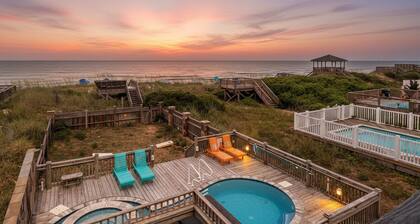 Joshua's Tiki Hut - Nags Head MP 11, Oceanfront, Elevator, Pool, Swim-Up Tiki Bar, Hot Tub, Pets OK