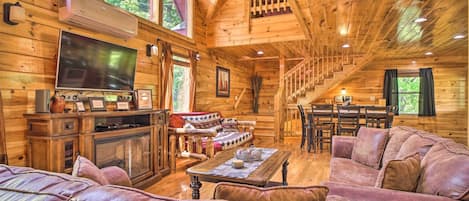 TV, fireplace, video games, DVD player