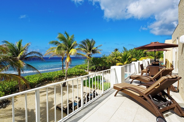 Stunning Caribbean Sea views from the long balcony.