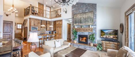 Smart TV, fireplace, video games