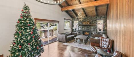 Smart TV, chimenea, reproductor de DVD y estéreo