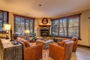 TV, fireplace, foosball