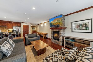 Televisión, chimenea, videojuegos y reproductor de DVD