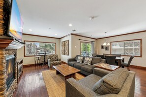 Smart TV, fireplace, video games, computer monitors