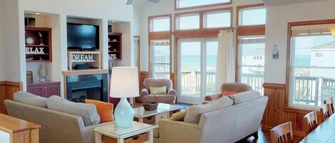 TV connectée, lecteur de DVD, livres, vidéothèque