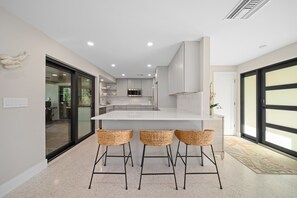 Fridge, microwave, oven, stovetop - Island Dreams: Remodeled West Gulf Drive Pool Home (Sanibel)