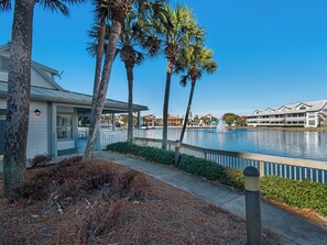Property grounds - Just Steps to the Pool! View of Serene Fountains from Screened In Porch! (Miramar Beach)