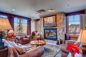 TV, fireplace